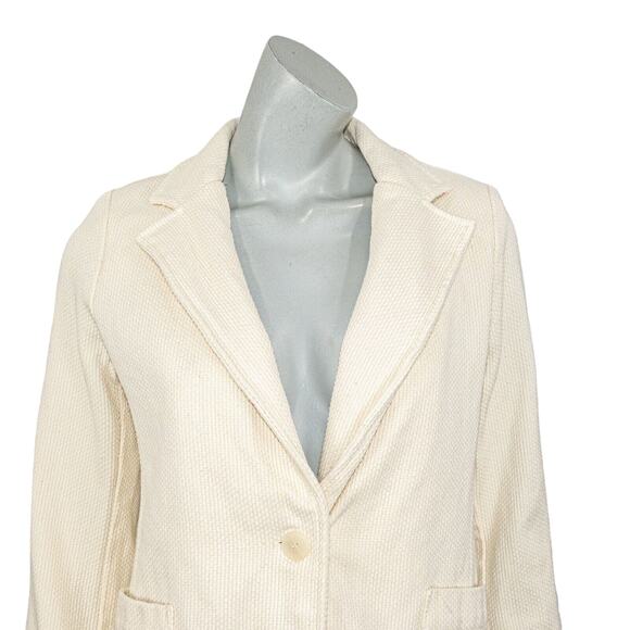 JESS MEANY 2 Button Blazer Jacket Beige Cotton Women's Size Medium - Picture 7 of 9